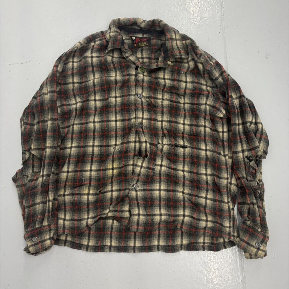 Vintage 60s Darwin Black Shadow Plaid Wool Loop Collar
